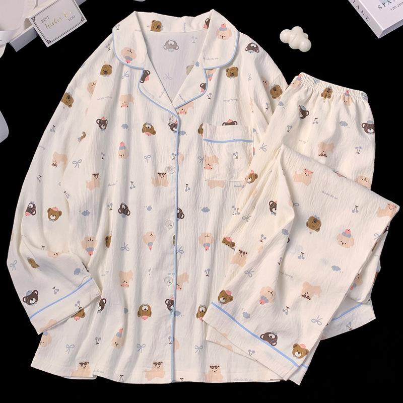 Cloud Cotton New Cute Cartoon Bear Autumn Long Sleeves Can Be Worn Outside Pajamas Women'S Suit Loungewear Real Shot