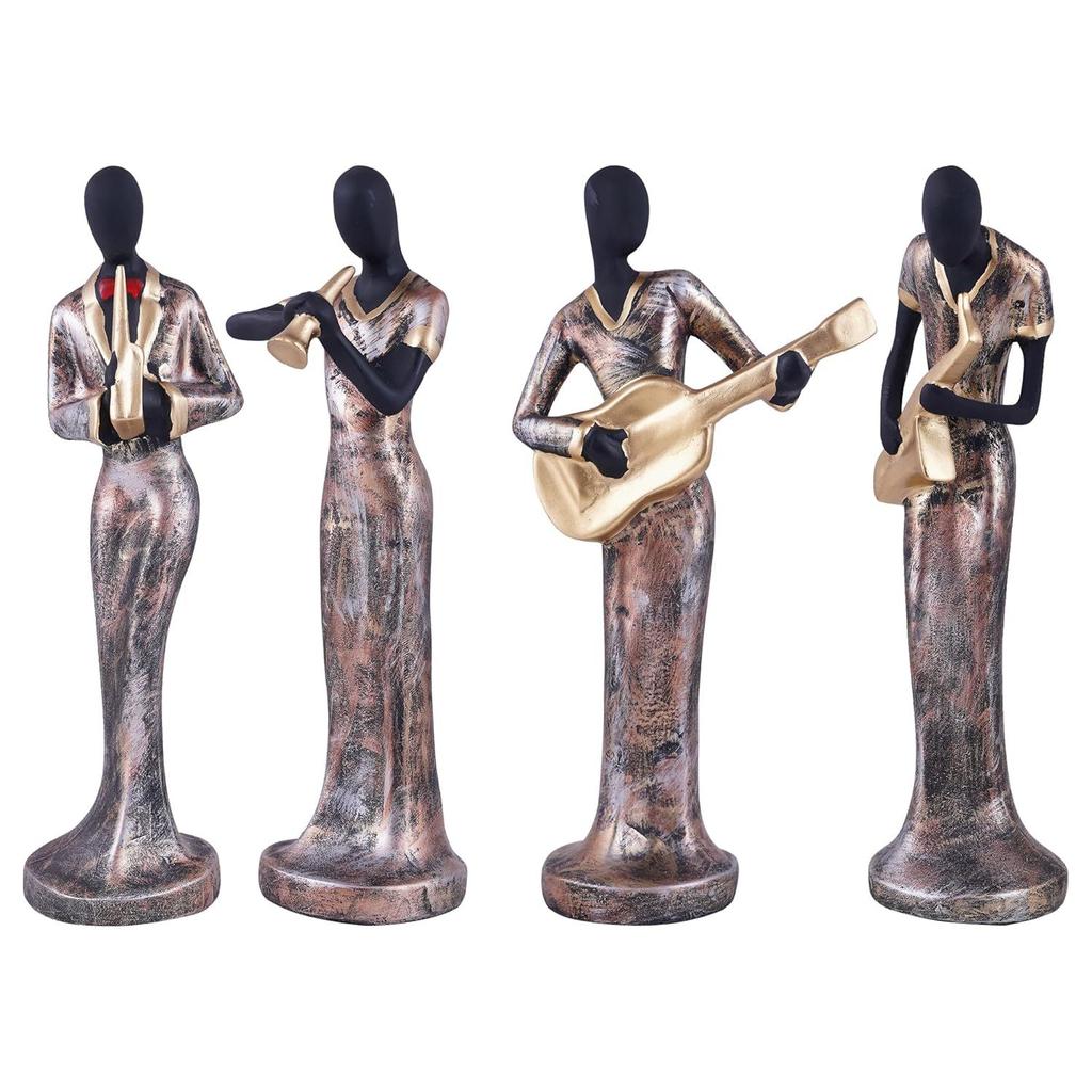 Resin Musical Instrument Showpiece, Set of 4 (Gold)