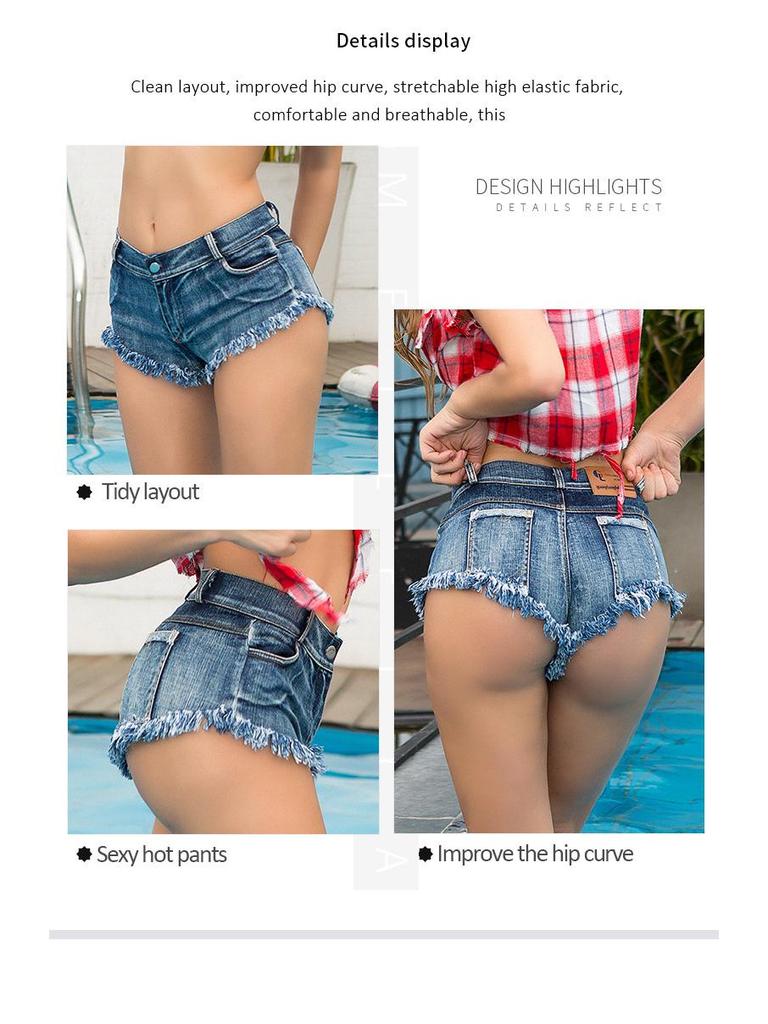 Meileya Women's Sexy Ripped High-Waisted Denim Shorts - Summer Style, Trendy European American Hot Pants