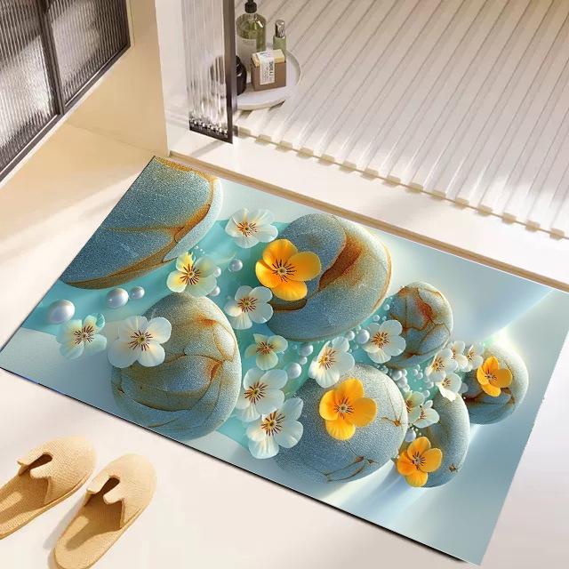 Luxuriöse 3D-Kiesel Diatomeenerde Fußmatte - Schnelltrocknend & Wasserabsorbierend für Eingang & Badezimmer
