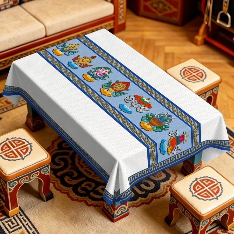 Waterproof Oil-proof Heat-resistant PVC Tablecloth Ethnic Style Stain-resistant Easy-clean Table Cover Dining Room Kitchen