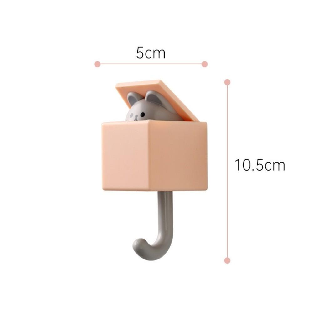 Punch Free Cute Cat Wall Hook Self Adhesive Cartoon Decor Hooks Wall Hanger For Keys Bags Towels