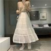 Sweet Mesh Skirts Women Korean Fahion Lace Cake Long Skirts Y2K Faldas Spring Female Elegant Chic Ruffle Maxi Skirt