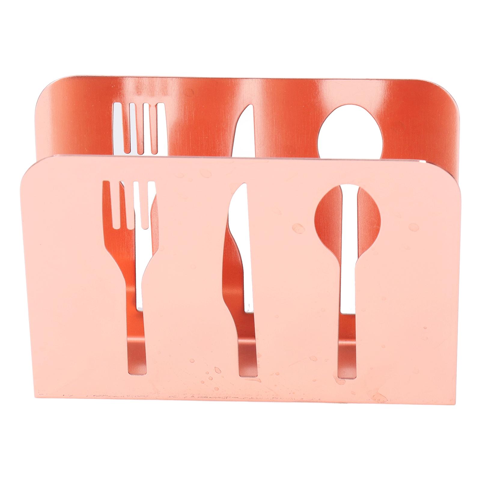 Napkin Holder Unique Knife Fork Cutout Pattern Anti Slip Upright Metal Napkin Holder Table Decorations for   Cafes