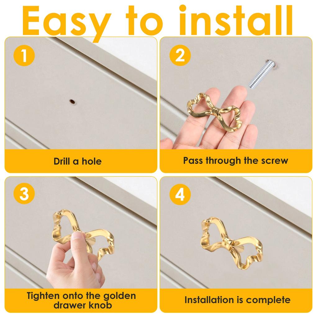 2 Stück Schleifenknauf Hohe Härte Messing Poliert Rostbeständig Dekorativer Einloch-Griff für Schublade Schrank Schrank