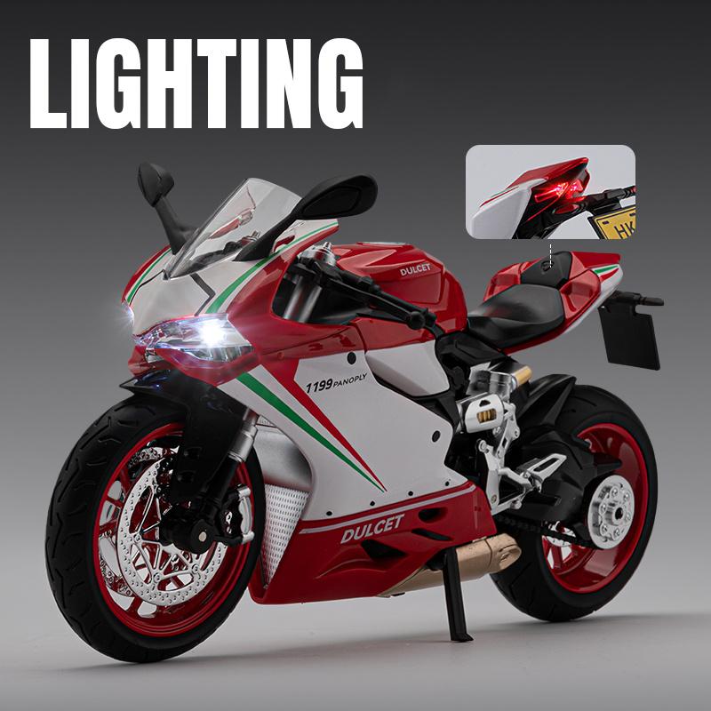1/9 Ducati 1199 Panigale R Alloy Die Cast Motorcycle Model Toy Vehicle Collection Sound and Light Off Road Autocycle Toys Car