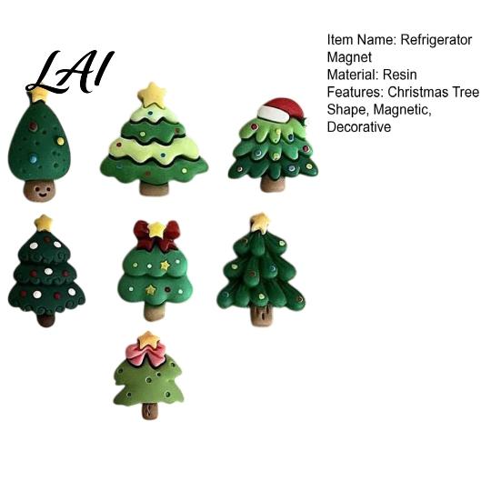 Holiday Fridge Decorations 7Pcs/Set Mini Christmas Tree Refrigerator Magnet Xmas Shape Decorative Magnetic Trees Magnet for Whiteboard Locker