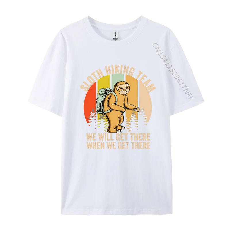 Retro Sloth Hiking Team Well Get There TShirt Men Rife Normal Tops Tees Cotton T Shirts Gift For Mom