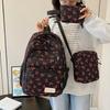 3 Pcs/Set Fashion Large Capacity Bow Backpack Bow Print Adjustable Strap Student Backpack Nylon School Bag
