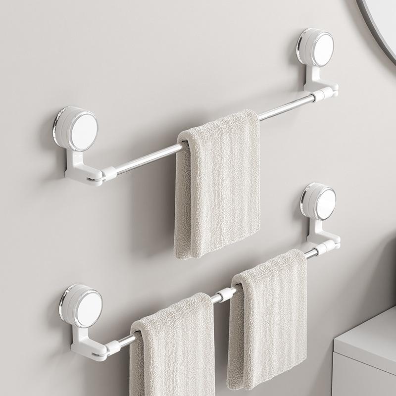 Suction cup towel bar non-punching retractable bathroom kitchen wall hanging rotatable towel rack slipper rack bath towel hanger