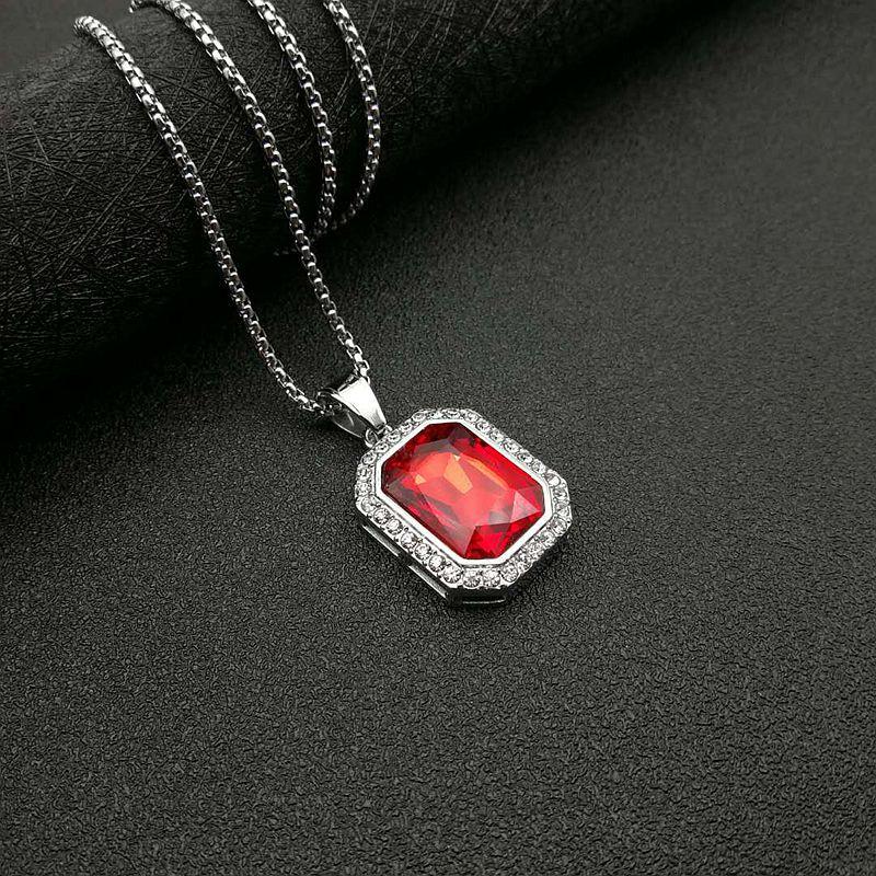 Hip Hop Stainless Steel Pendant Gold Color Rhinestone Rhinestone Necklace Drop Shipping