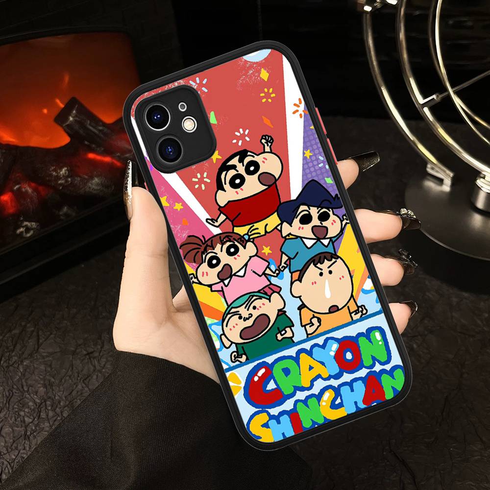 C-Crayon Cartoon Shin Chan Phone Case For IPhone 16 Pro Max Case 11 12 13 14 15 Pro Plus X XS MAX Case Matte Cover