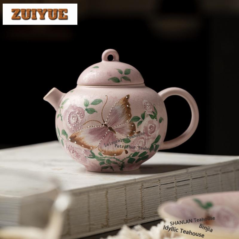 160ml Hand-painted Butterfly Teapot Ancient Tea Infuser Pot Tea Maker Kettle With Ball Hole Tableware Accessories Ornaments Gift