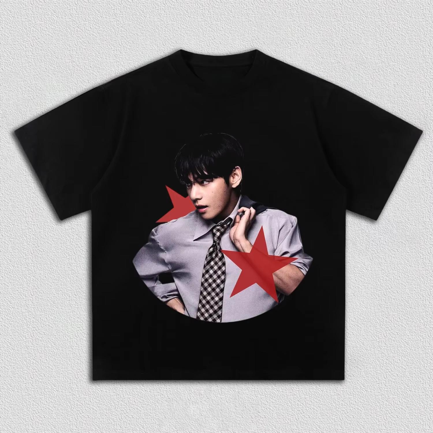 2026 BTS World Tour Arirang V Pattern Kpop Loose Fashion Unisex Women And Men T-Shirt 4XL