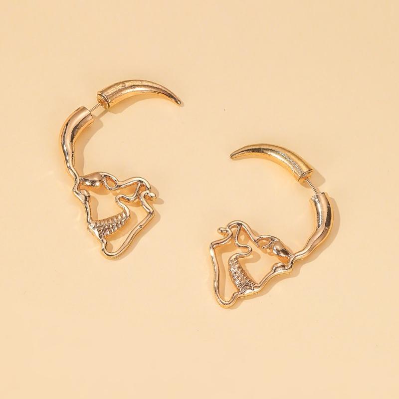 Boucles d'oreilles pendantes créatives avec tête de mort percée pour femmes hommes Style Punk Rétro Hip Hop Rock Clous Accessoires de Bijoux