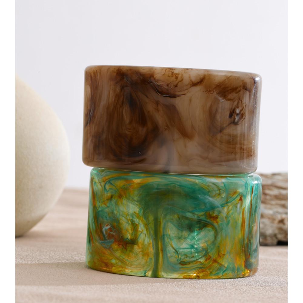 Eetit Large Acetic Acid Acrylic Wide Open Cuff Bracelet Bangle Waterproof 2025 Statement Wrist Jewelry Gray Green Accessories