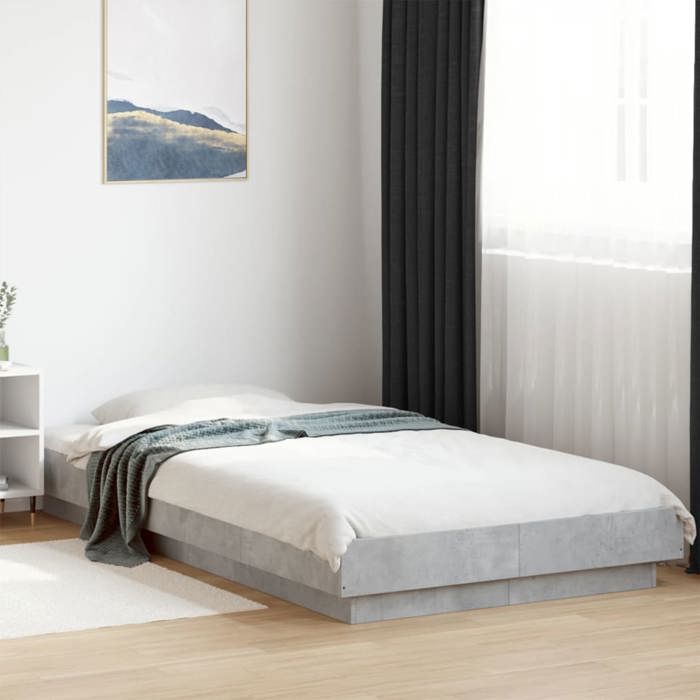 VidaXL Bed Frames Concrete Grey 100x200 Cm Engineered Wood, Bedroom Furniture, Slatted Base, Pallet Bed, Bed, Bed 3281206