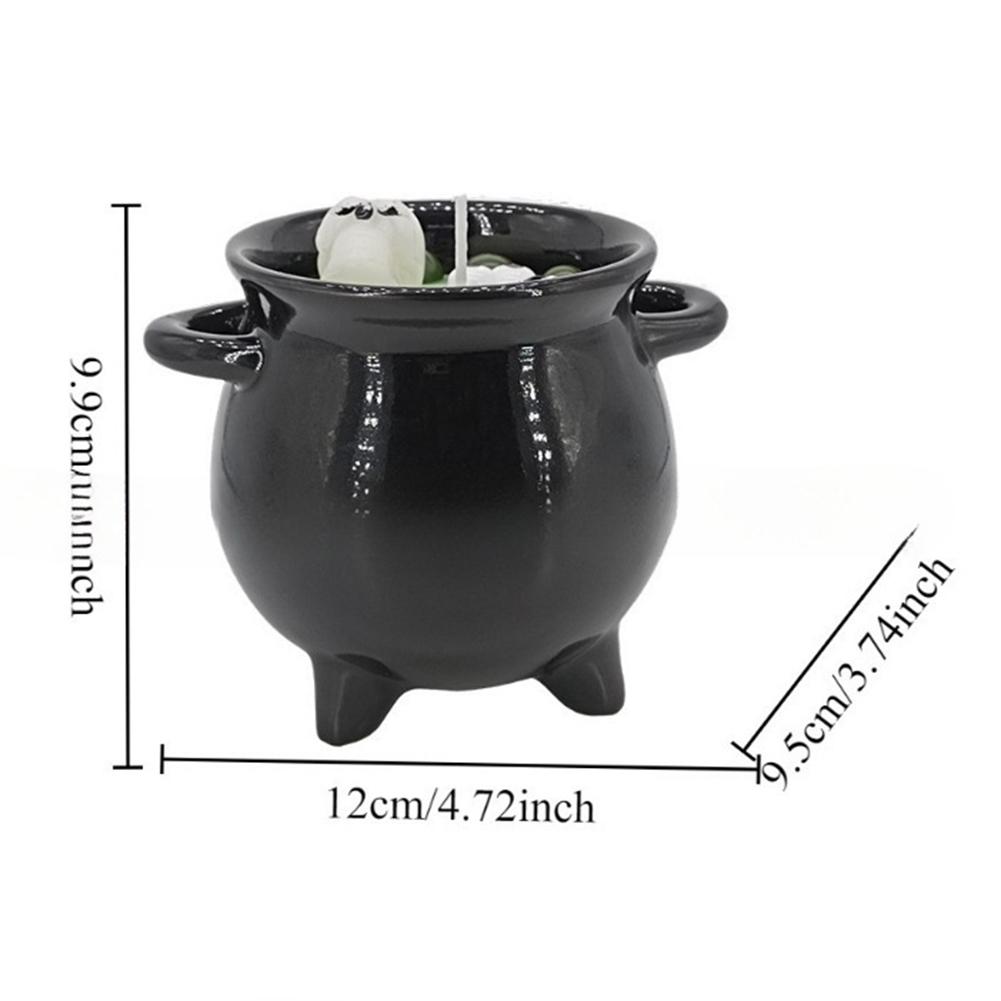 Halloween Witch Cauldron Candle Gothic Cauldron Bathing Skull Candle Spooky Halloween Skeleton Candle for Spooky Halloween Decor