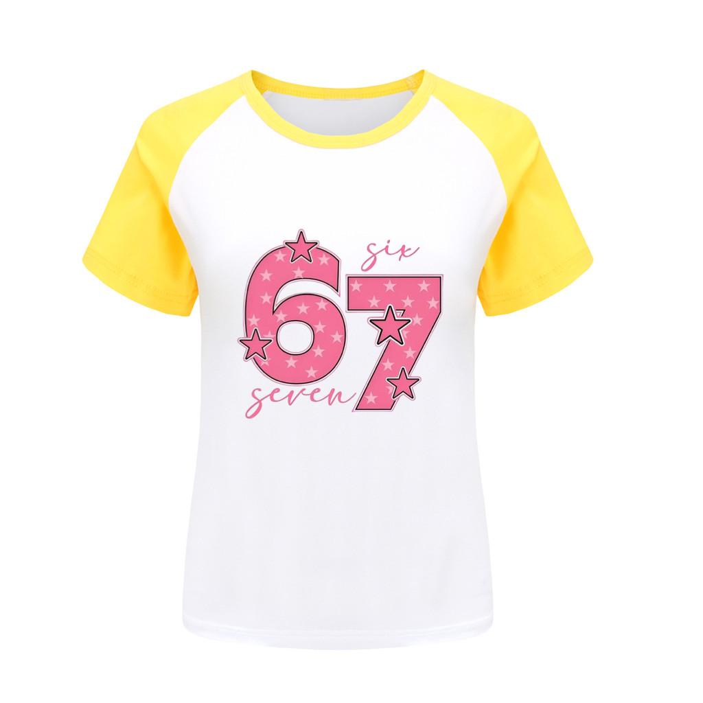 5291 Kids Boys Girls Brainrot 67 Printed Soft Raglan T-Shirt
