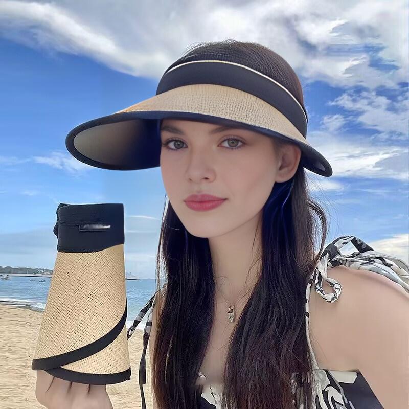 Foldable Sun Hat, UV Resistant, Solid Color, Wide Edge, Elastic Sun Hat, Outdoor Bicycle, Travel, Beach Hat for Women