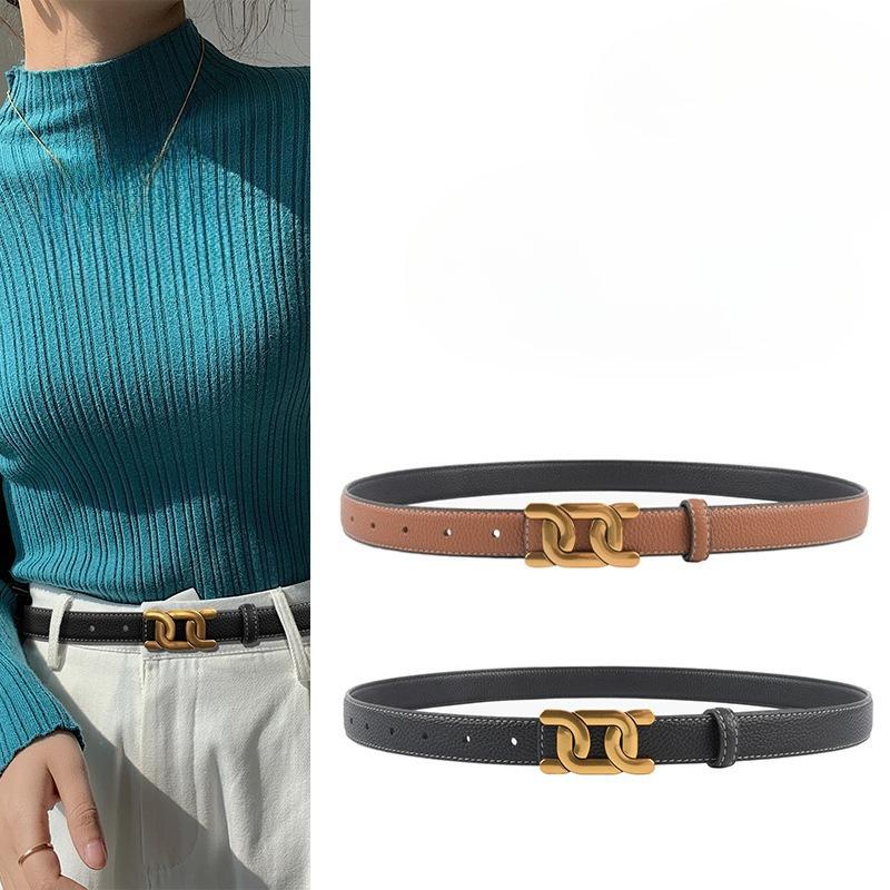 Writing A Notebook Women's Grain Both Sides Can Be Paired With Lychee-Patterned Top- Cowhide Genuine Leather Belts, Versatile Belts, And Jeans And Casual Pants 105Cm