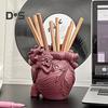 Kleiner Stifthalter in Form eines menschlichen Herzorgans, realistisches 3D-Herzanatomiemodell, Schreibtisch-Aufbewahrungs-Organizer für Make-up-Pinsel und Stifte