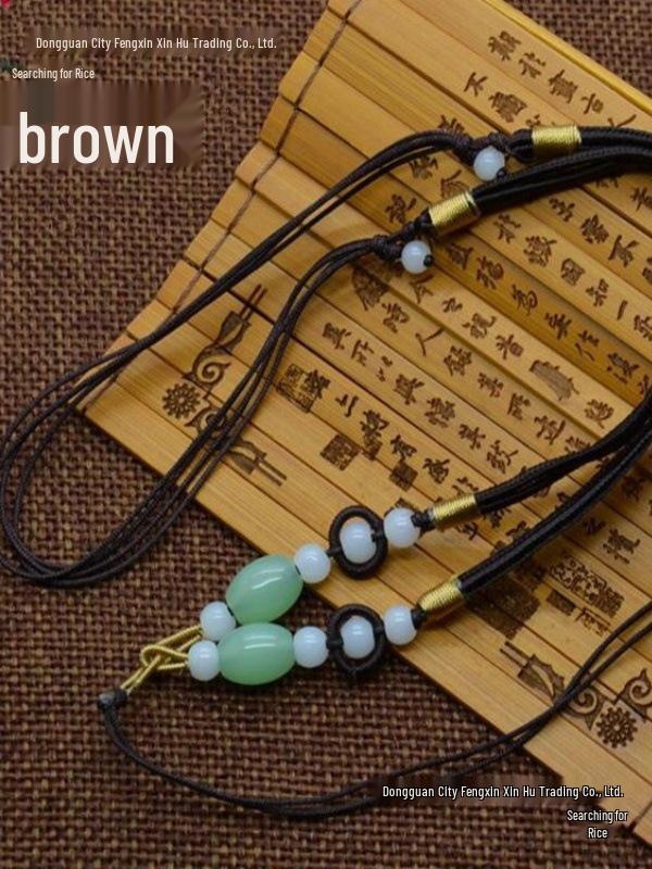 Șnur de performanță pentru ocarină: Colier țesut din jad cu mărgele de semințe cu buclă dublă, perfect ca pandantiv sau accesoriu pentru instrument muzical.