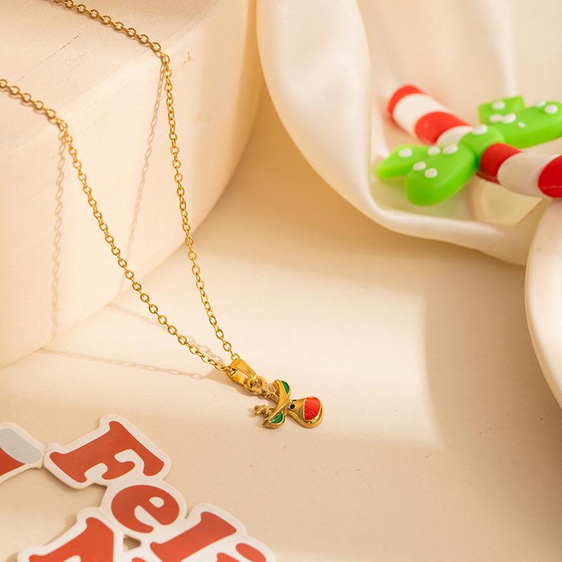 European & American Christmas Moon Necklace: Stainless Steel Light Luxury Clavicle Chain