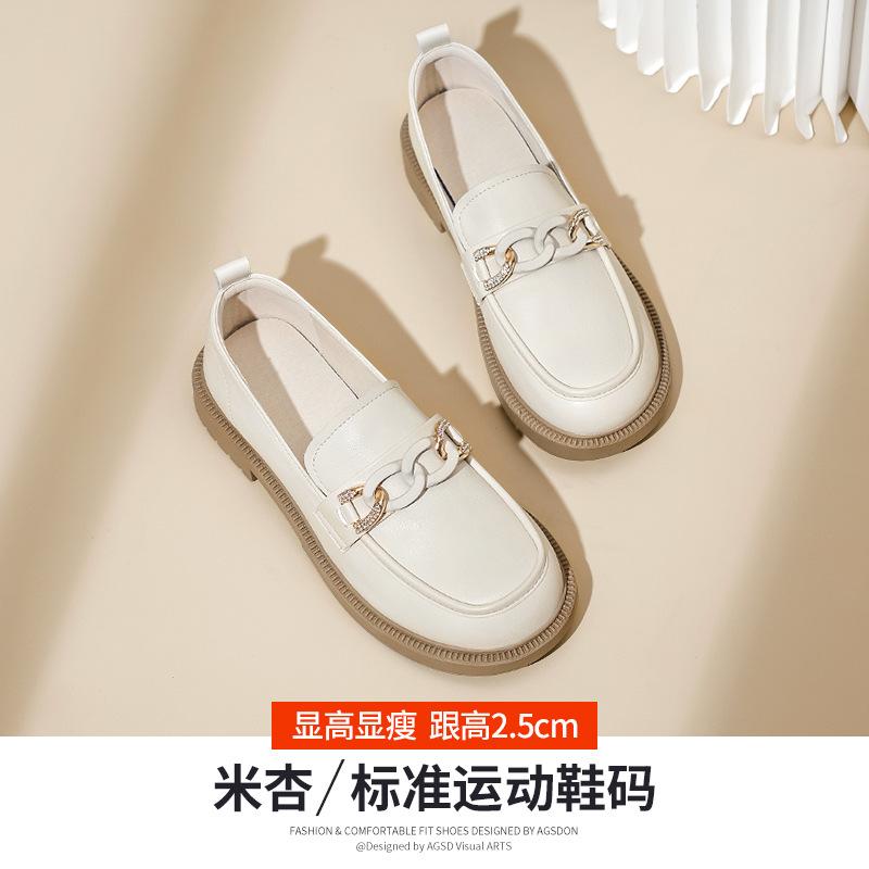 Augustine platform loafers women's 2025 spring new retro one-pedal small leather shoes British style jk single shoes