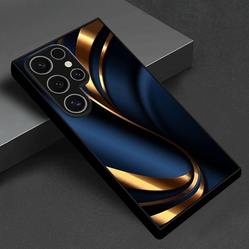High-grade Golden Ribbon Pattern TPU Glass Phone case suitable for Samsung S26 S25 S24 S23 S22 S21 S20 and other models.