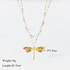 Colorful Dragonfly Pendant Necklace in 18K Gold-Plated Stainless Steel Clavicle Chain