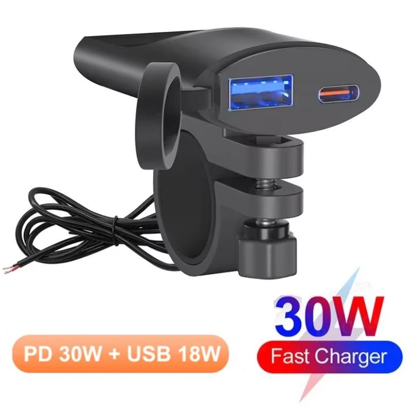 

USB зарядное устройство для мотоцикла Type-C +A водонепроницаемый адаптер для быстрой зарядки, кронштейн для крепления на руль, зарядное устройство для мотоцикла 12 В/24 В
