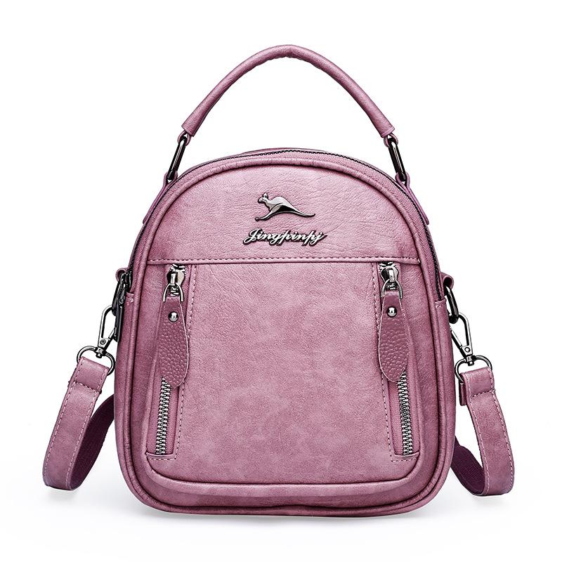 

Женская сумка на одно плечо, на два плеча, портативная трехцелевая, сумка из мягкой кожи, классическая и модная розовый