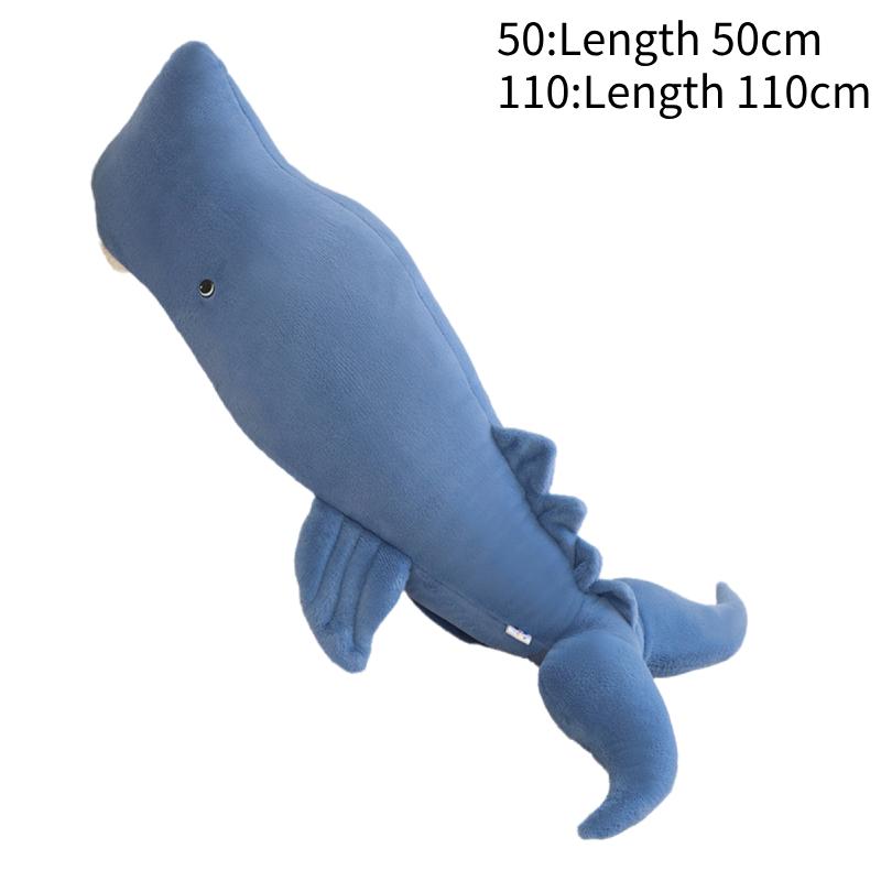 

Blue Gray Sperm Whale Plush Toy Companion Stuffed Animal Pp Cotton Pillow Fill 50cm/19.69in синій