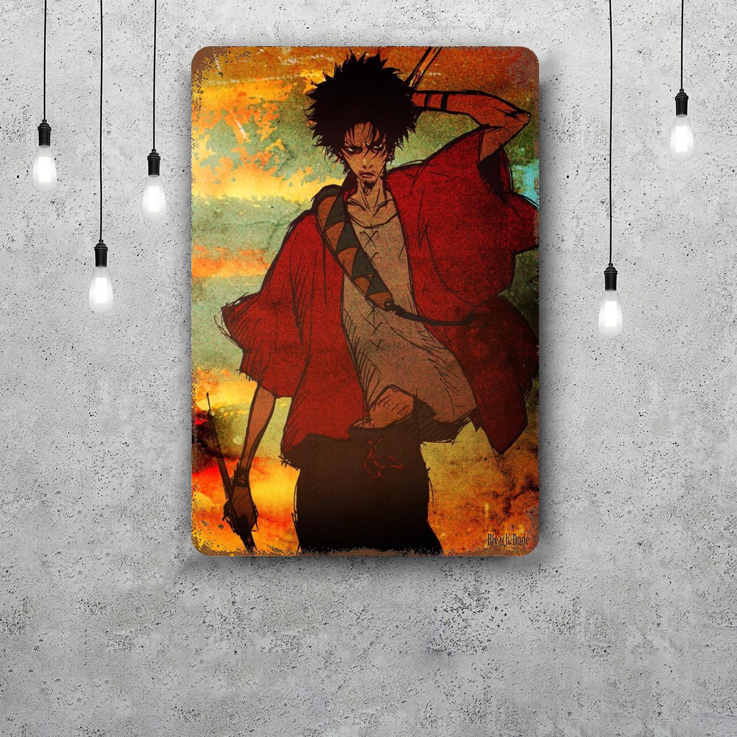 

afro samurai Cartoon Decor Poster Vintage Tin Sign Metal Sign Decorative Plaque for Pub Bar Man Cave Club Wall Decoration 20x30cm（7.8x11.8inch）