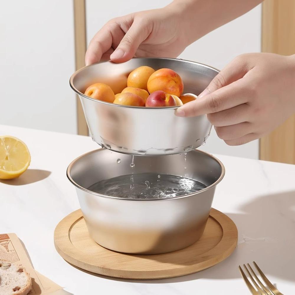 2Pcs/Set Stackable Rice Colander Rust-proof Kitchen Drainage Bowl  Prepare The Food