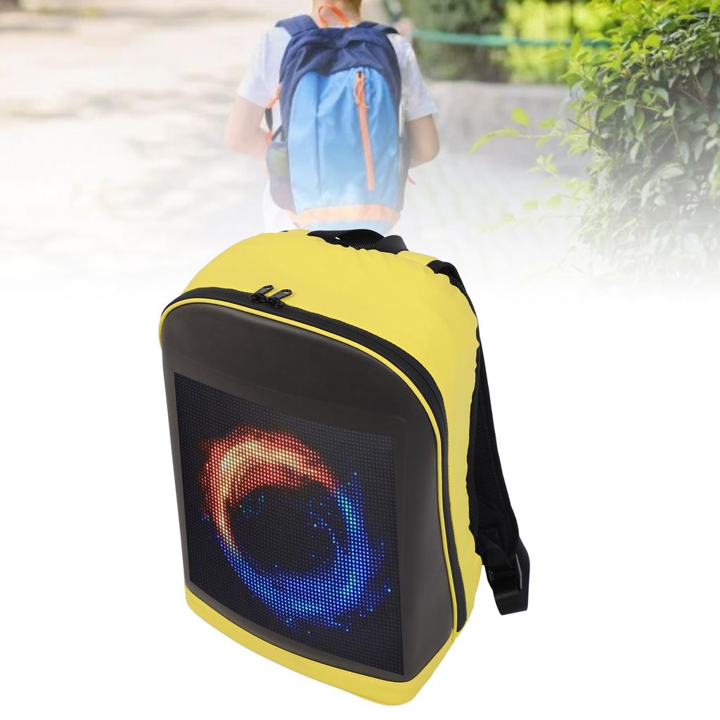 LED Backpack, 64x64 Px Color Programmable Screen, App Control 16in Laptop Backpack with USB Port, Water proof LED Bag for Motorcycle, Travel, Daily Us