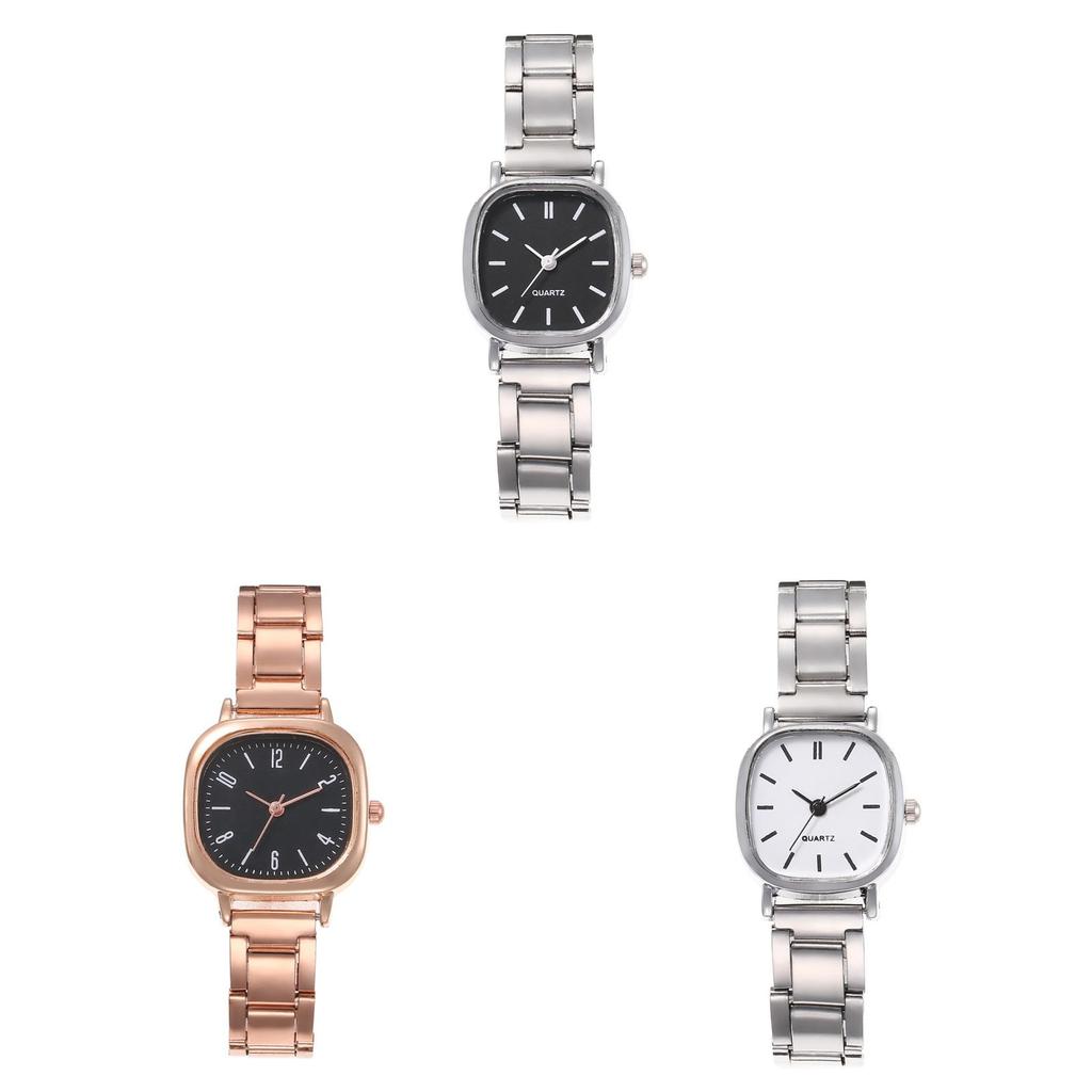 Student Watch Woman Vintage Square Minimalist Quartz Steel Band For Study Use