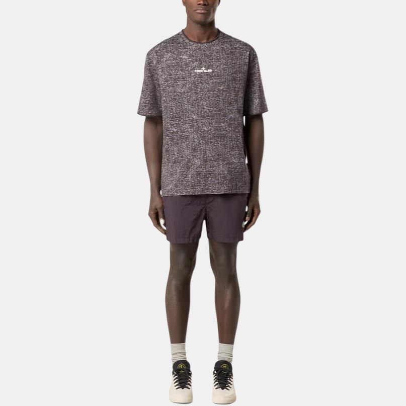 STONE ISLAND Simple Cotton Knit Short Sleeve Crew Neck T-Shirt Men Tops Burgundy K1S1521000-34S0A66-V0011