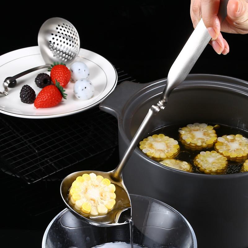 Soup Spoon Colander Thickened 304 Stainless Steel Cooking Funnel Tableware Kitchen Can Hang Soup Oil Separation