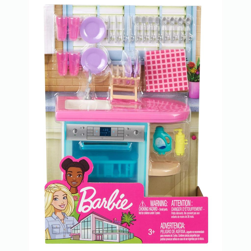 Barbie Indoor Furniture Set with Kitchen Dishwasher