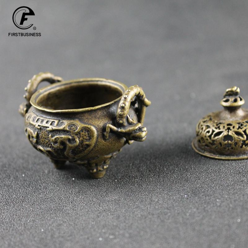 Vintage Design Tibetan Style Mini Copper Retro Bronze Incense Burner Censer Metal Craft Home Decor Buddhist Living Room Supplies