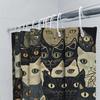 Charming Cats Shower Curtain Black White with Yellow Accents Pattern Decorative Bath Linen Waterproof Fabric Various Sizes Avail