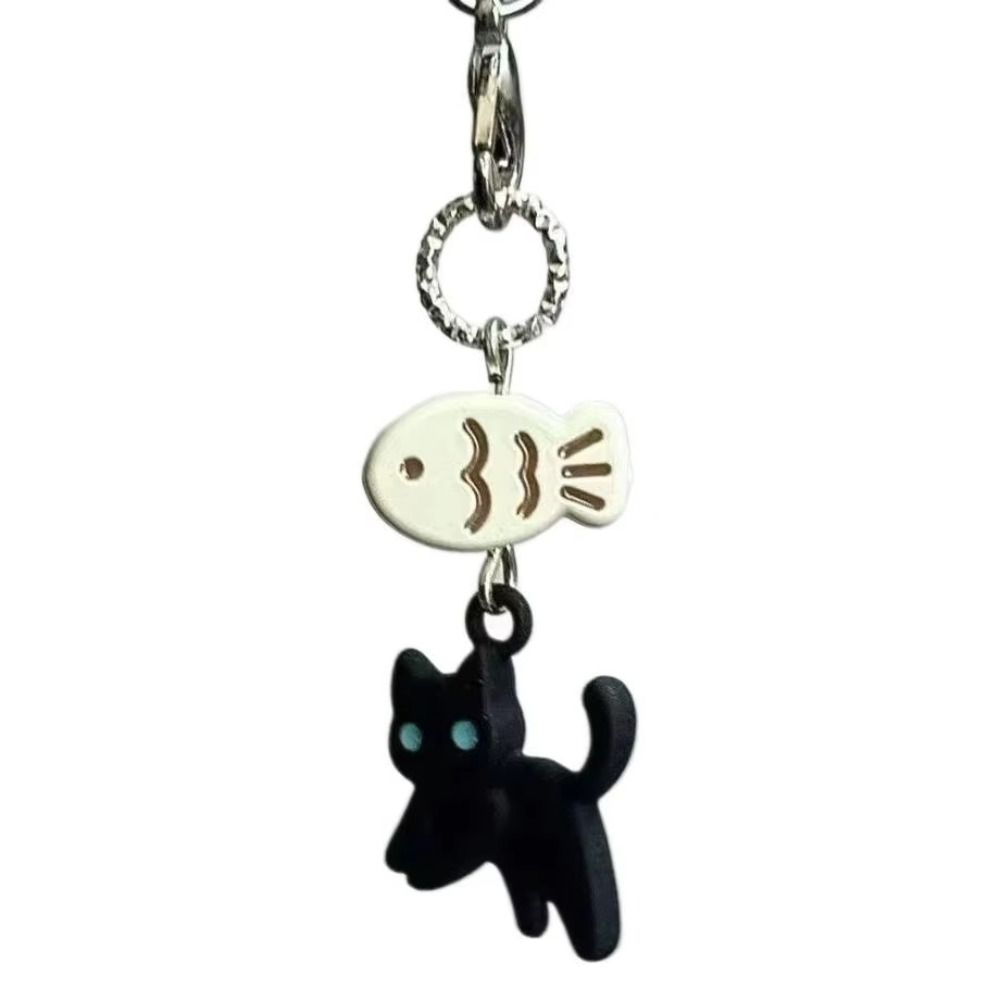 Cellphone Lanyard Black Cat Pendant Bag Decorative Mobile Phone Chain Y2K Phone Charms  Schoolbag