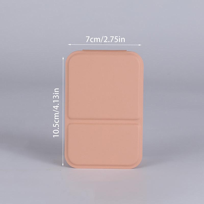 Desktop Mini Foldable Makeup Mirror Solid Color Pu Leather Simple Portable Wear-Resistant Student Compact Handheld Makeup Mir