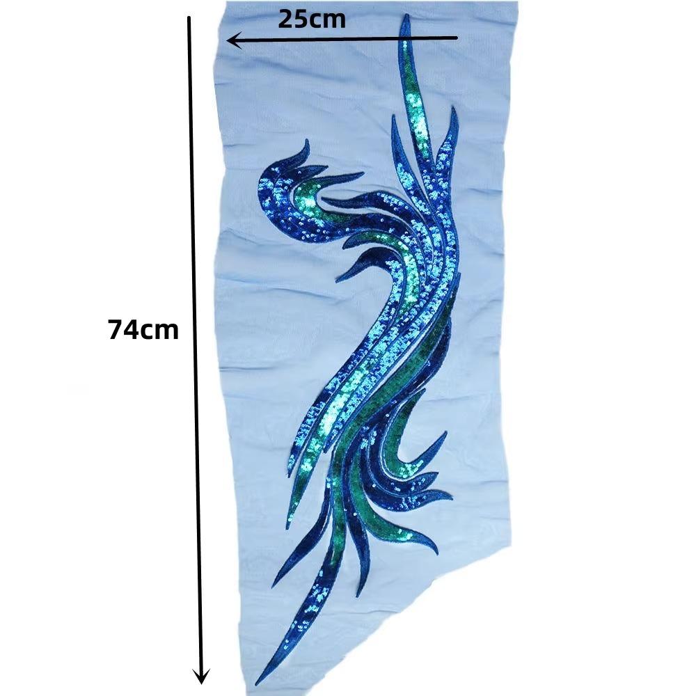 

Fashion Elegant Large Sequined Embroidery Patches 74CM Baroque Lace Fabrics Applique Sequins Patches Wedding Gown Dress