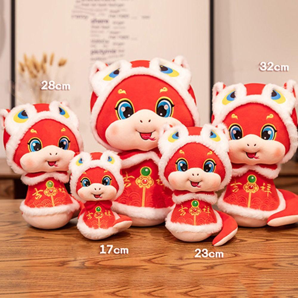 Stuffed Animal Snake Year Mascot Toy PP Cotton Lucky Snake Doll Plushies  Birthday Gifts