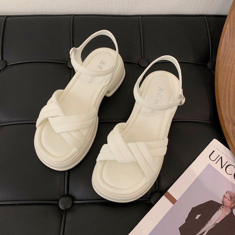 

New platform buckle sandals women s summer retro platform niche shoes 40