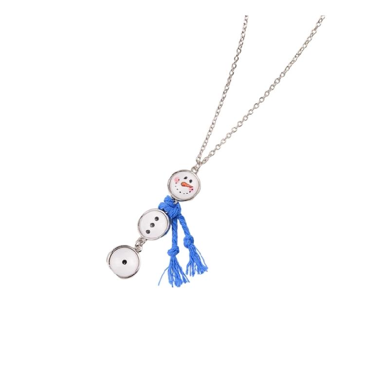 Winter Themed Snowman Button Necklace Unique Tassels Design Hoodie Chain Neckwear for Women Fashion Accessory
