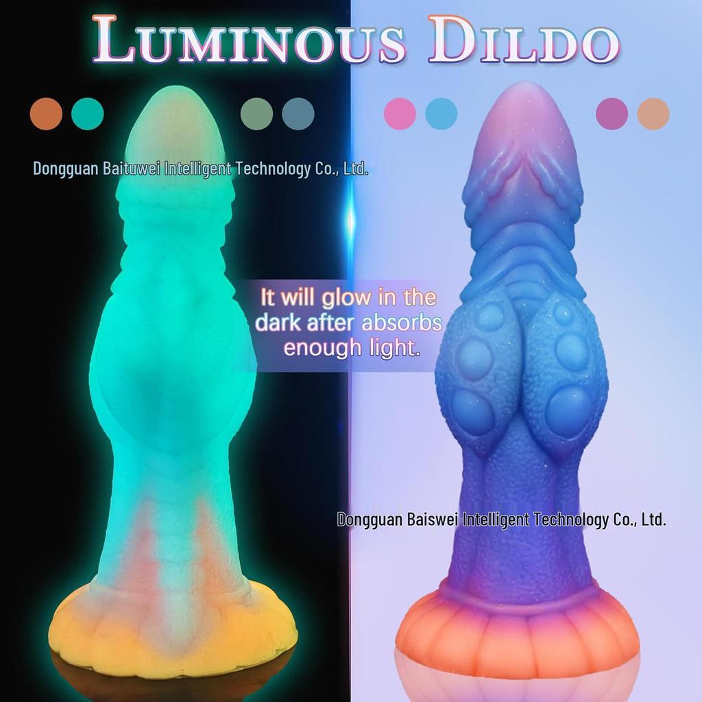 Leuchtender Silikon Unregelmäßiger Butt Plug & Perlen, Bunte Leuchtende Hintere Erotik.